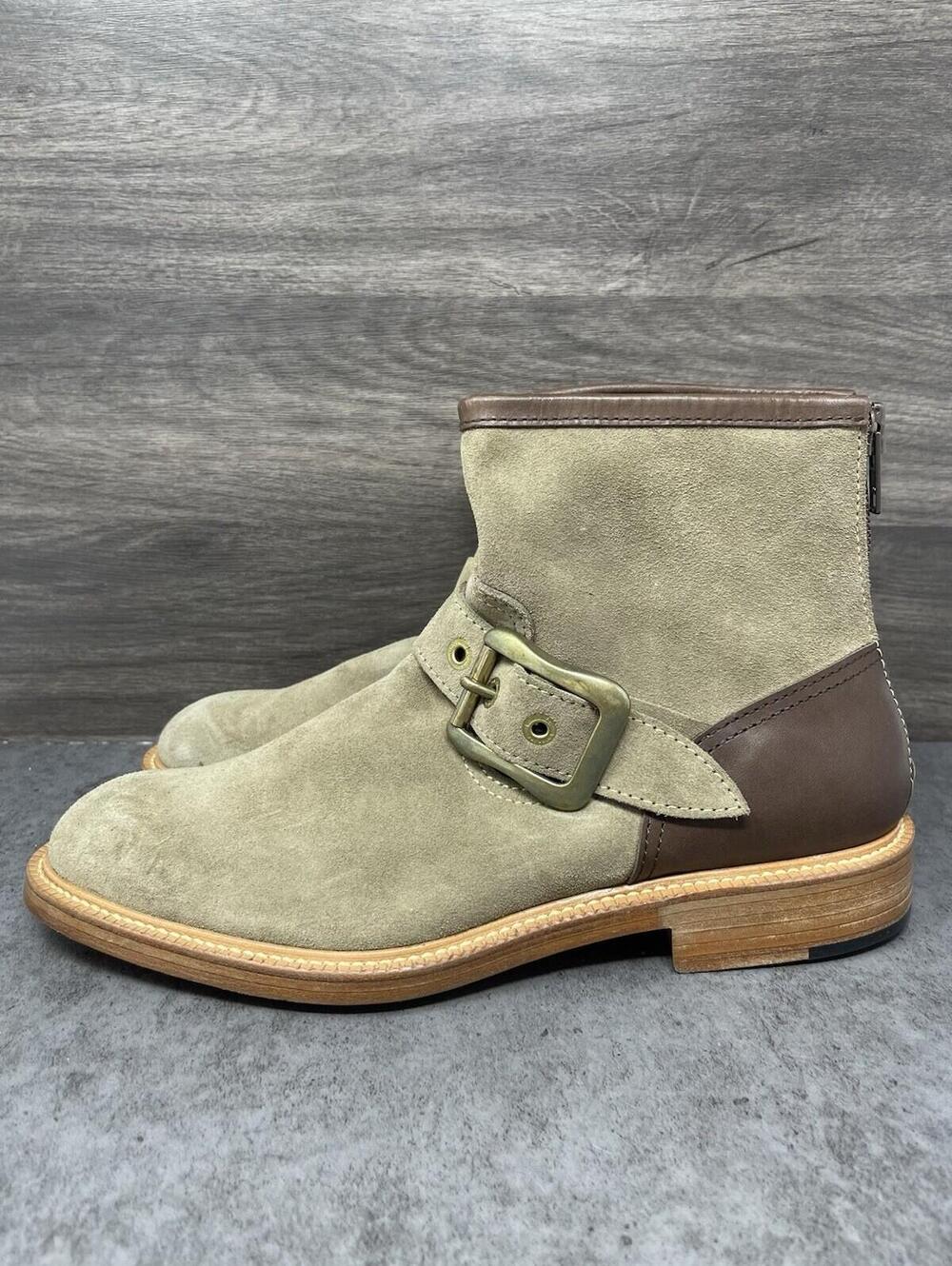 KOLOR Roughout Suede Boots Mens Size 10.5 (28.5) Brown Zipper Buckle